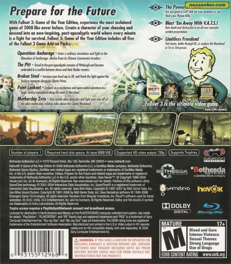 Fallout 3 Game Of The Year Edition - Sony PlayStation 3 (PS3) video game collectible [Barcode 093155119086] - Main Image 2