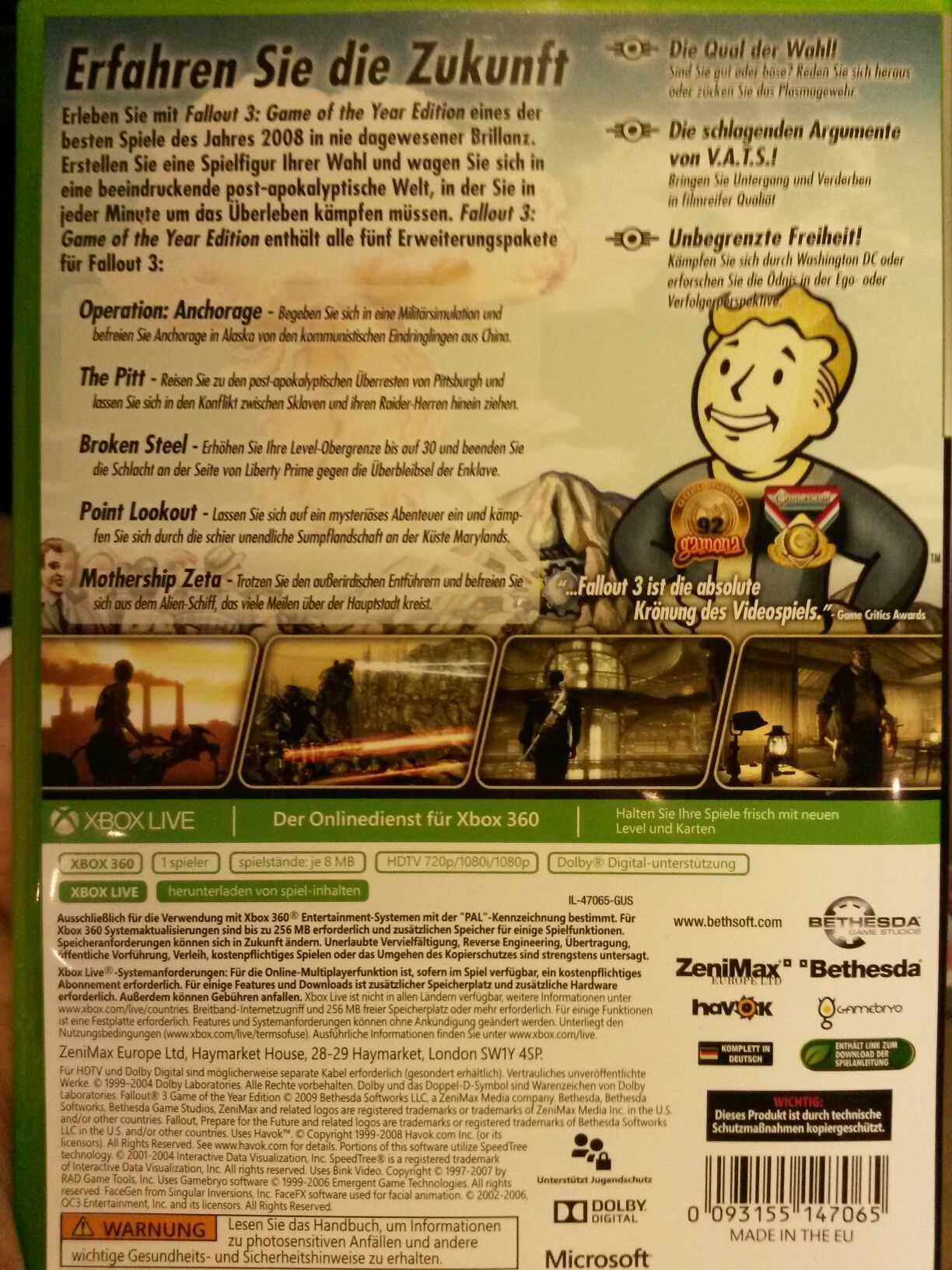 Fallout 3 Game Of The Year Edition - Microsoft Xbox 360 (Bethesda - 1) video game collectible [Barcode 093155147065] - Main Image 2