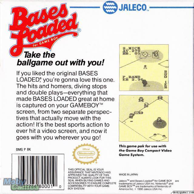 Bases Loaded - Nintendo Game Boy (Jaleco - 1) video game collectible [Barcode 032264800010] - Main Image 2