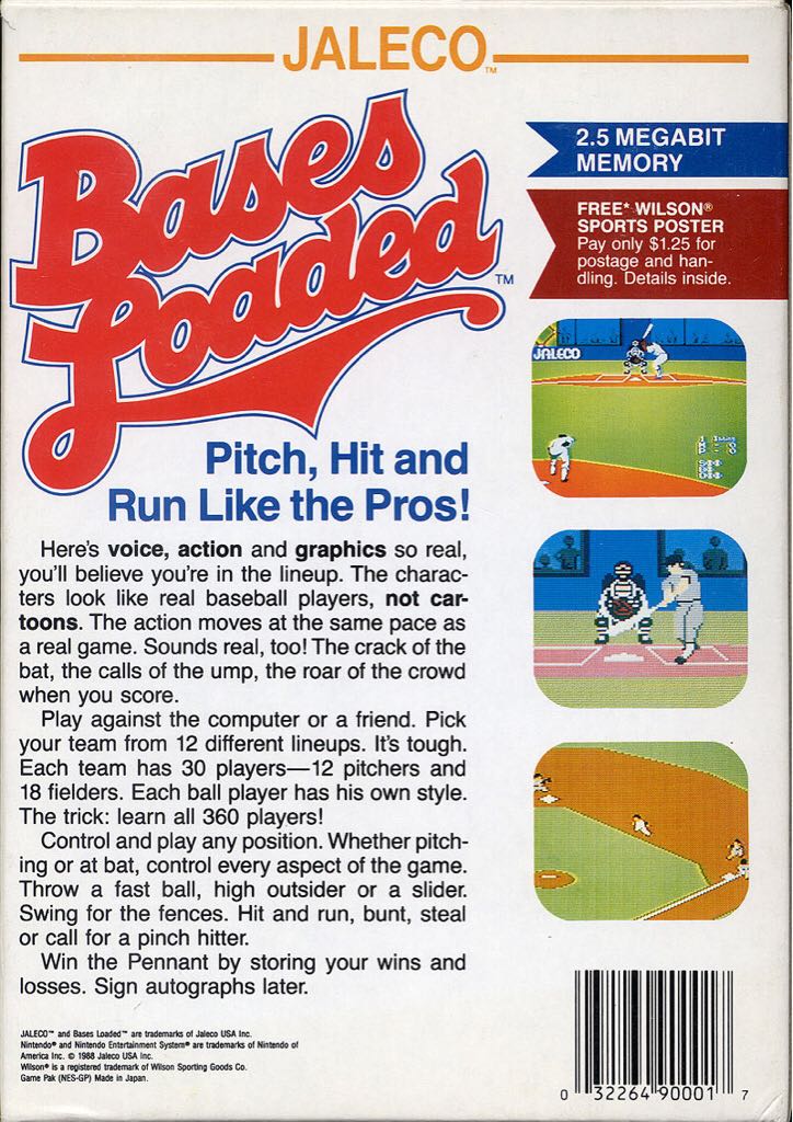 Bases Loaded - Nintendo Entertainment System (NES) (Jaleco) video game collectible - Main Image 2