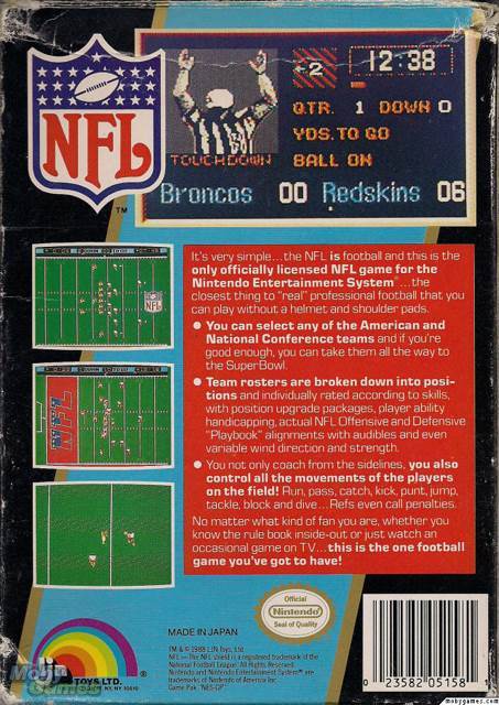 NFL (Sealed) - Nintendo Entertainment System (NES) (LJN - 2) video game collectible [Barcode 023582051581] - Main Image 2