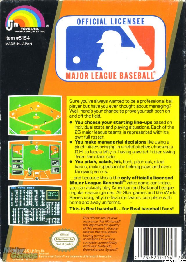 Major League Baseball - Nintendo Entertainment System (NES) video game collectible - Main Image 2