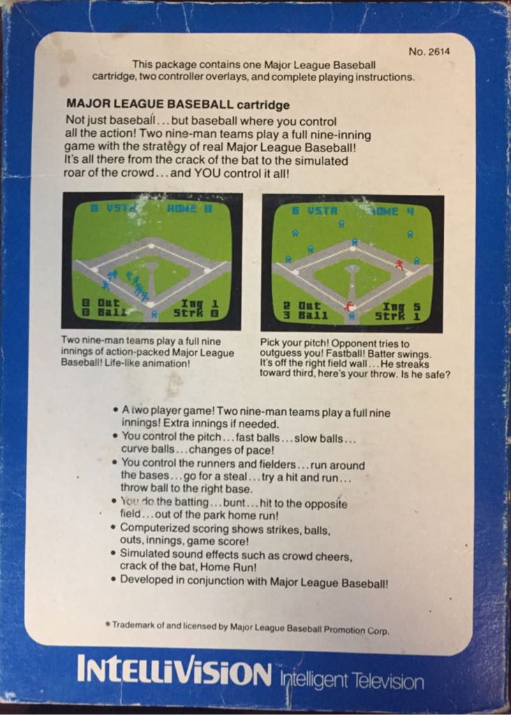 Major League Baseball - Intellivision video game collectible - Main Image 2