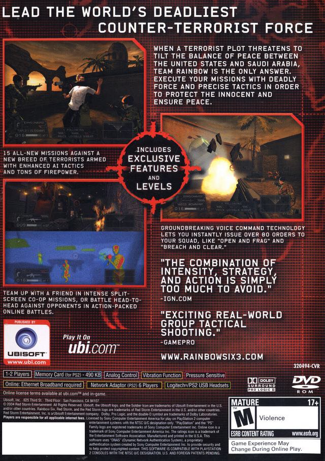 Rainbow Six 3 - Sony PlayStation 2 (PS2) video game collectible - Main Image 2