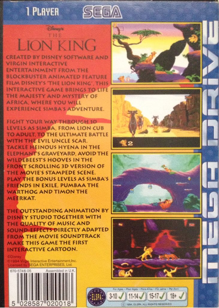 The Lion King  - Sega Mega Drive video game collectible - Main Image 2