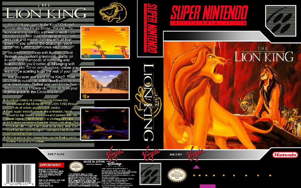 The Lion King  - Nintendo Super Nintendo Entertainment System (SNES) video game collectible - Main Image 2