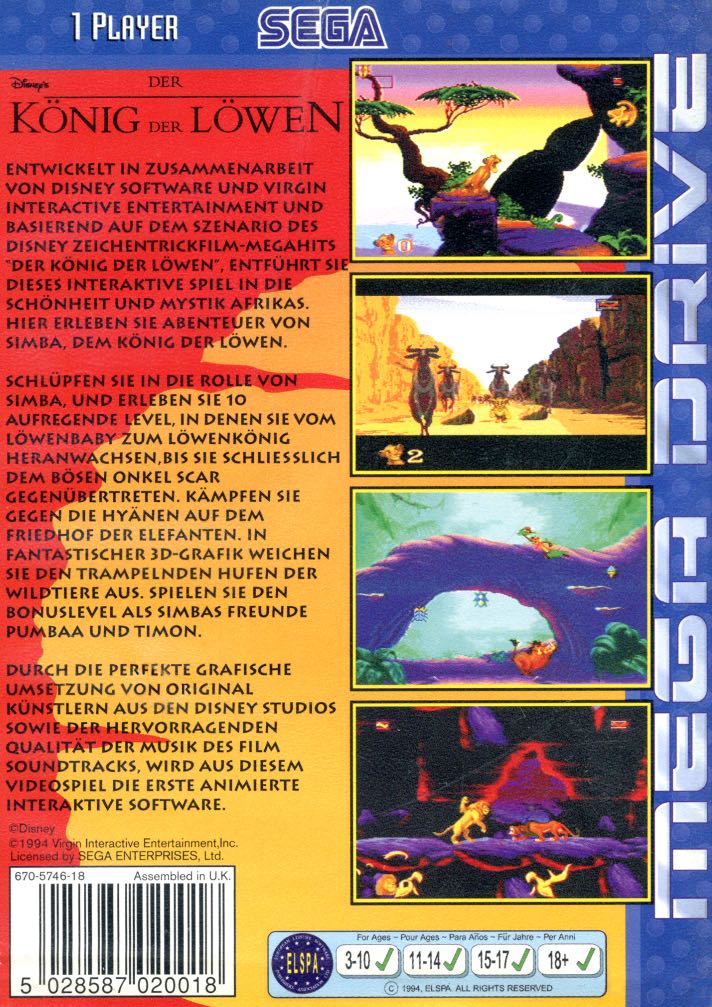 The Lion King  - Sega Mega Drive video game collectible - Main Image 2