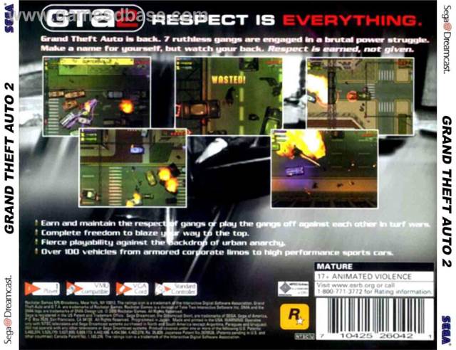 Grand Theft Auto 2 - Sega Dreamcast (Rockstar - 1) video game collectible [Barcode 5026555220057] - Main Image 2