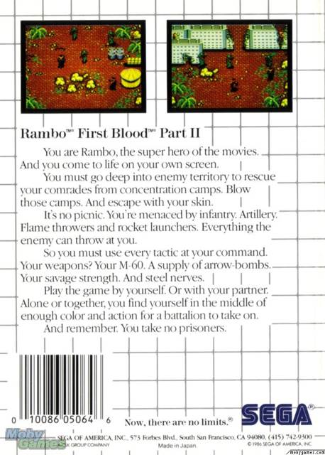 Rambo - First Blood Part II - Sega Master System (Sega - 1) video game collectible [Barcode 010086050646] - Main Image 2