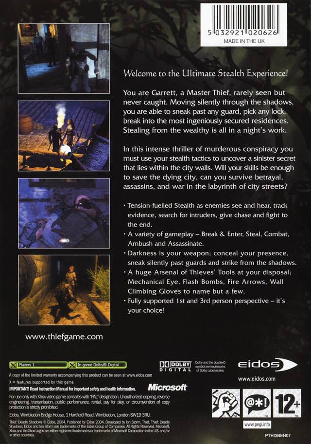 Thief: Deadly Shadows - Microsoft Xbox (Eidos Interactive - 1) video game collectible [Barcode 5032921020626] - Main Image 2