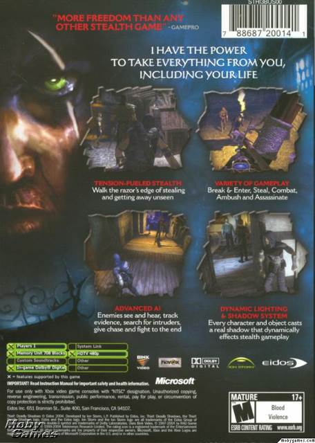 Thief: Deadly Shadows - Microsoft Xbox (Eidos Interactive - 1) video game collectible [Barcode 788687200141] - Main Image 2