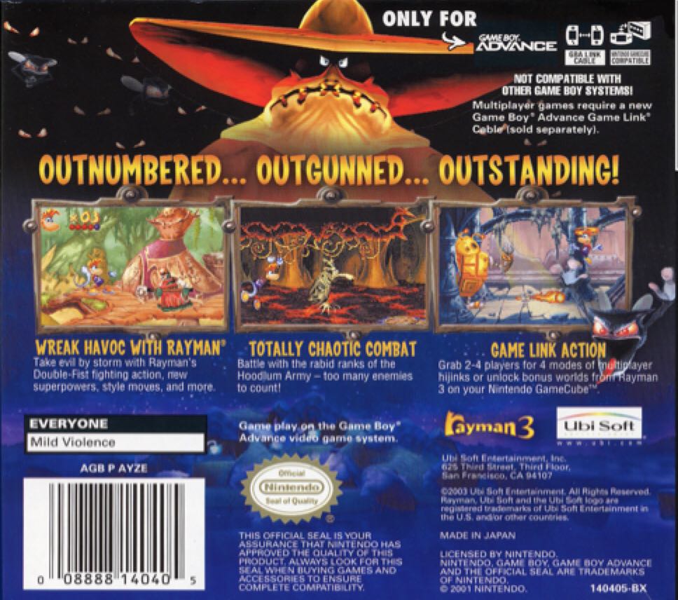 Rayman 3 - Nintendo Game Boy Advance (GBA) (Ubisoft - 1) video game collectible [Barcode 008888140405] - Main Image 2