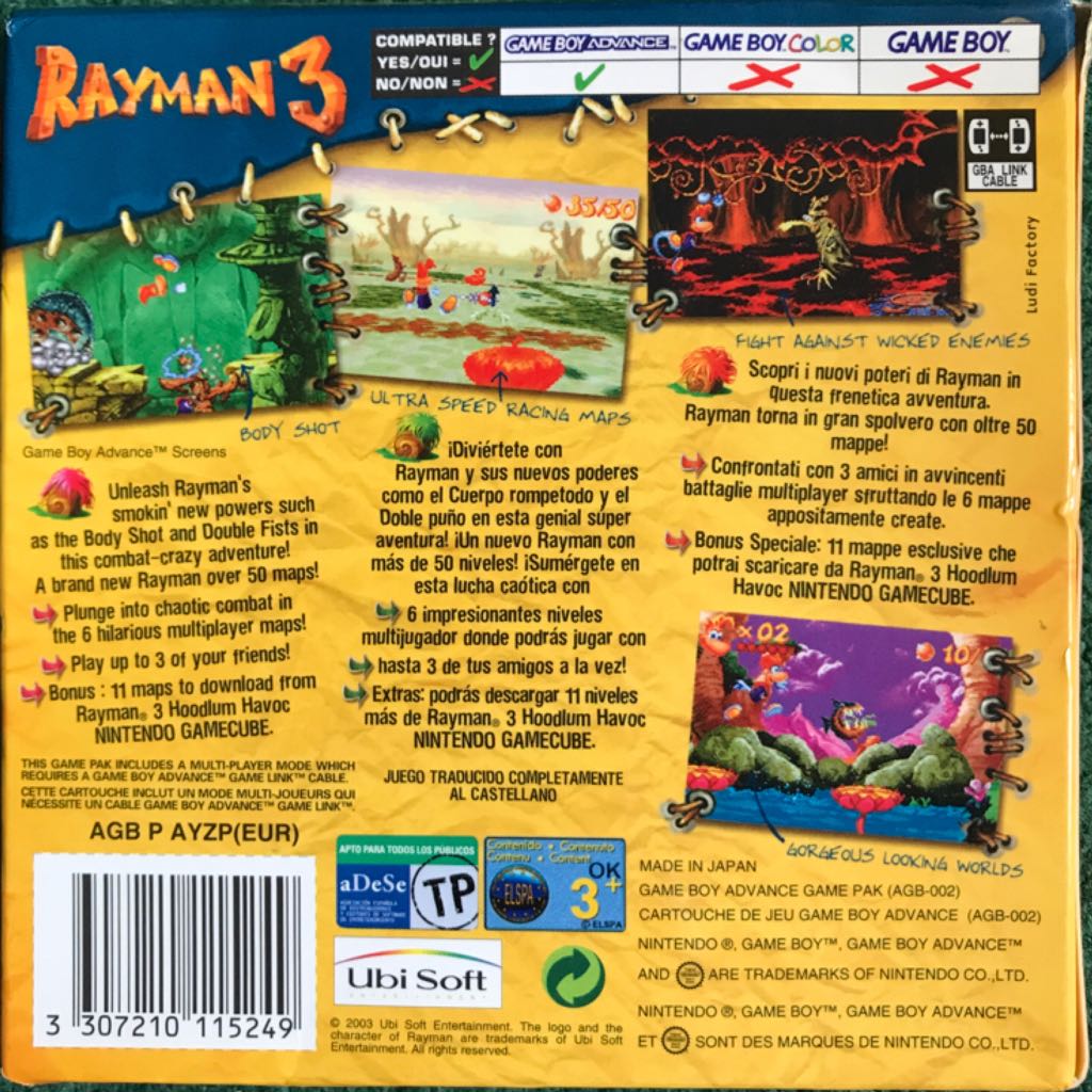 Rayman 3 - Nintendo Game Boy Advance (GBA) (Ubisoft - 1) video game collectible [Barcode 3307210115249] - Main Image 2