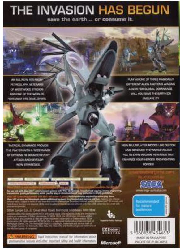 Universe At War: Earth Assault - Microsoft Xbox 360 (Sega - 1) video game collectible [Barcode 010086680195] - Main Image 2