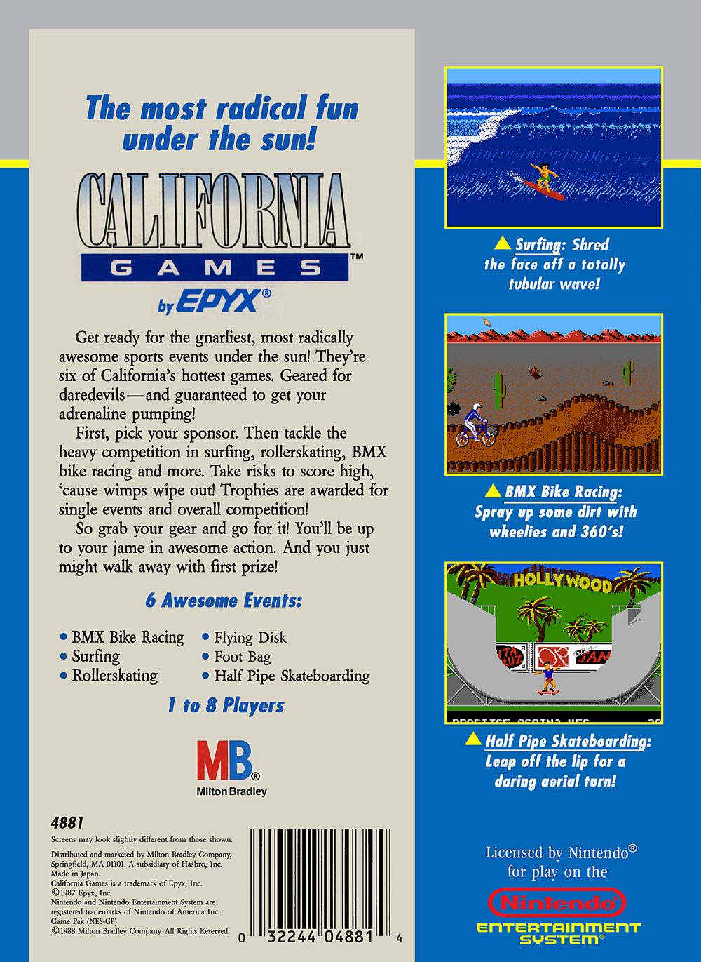 California Games - Nintendo Entertainment System (NES) (Milton Bradley) video game collectible - Main Image 2