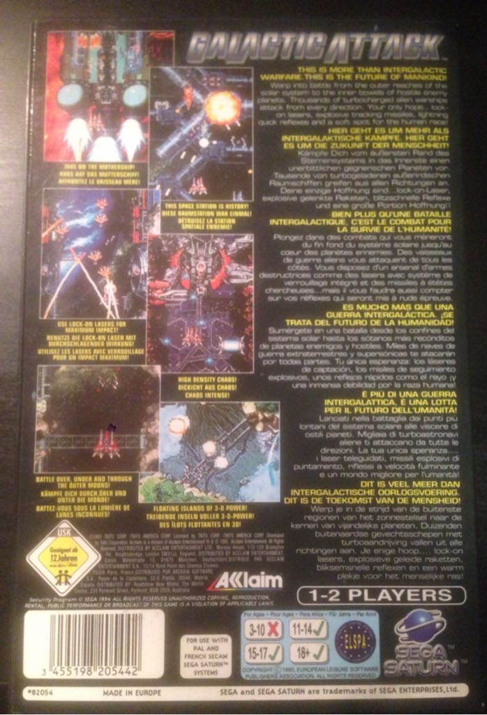 Galactic Attack - Sega Saturn (Acclaim - 1-2) video game collectible [Barcode 3455198205442] - Main Image 2