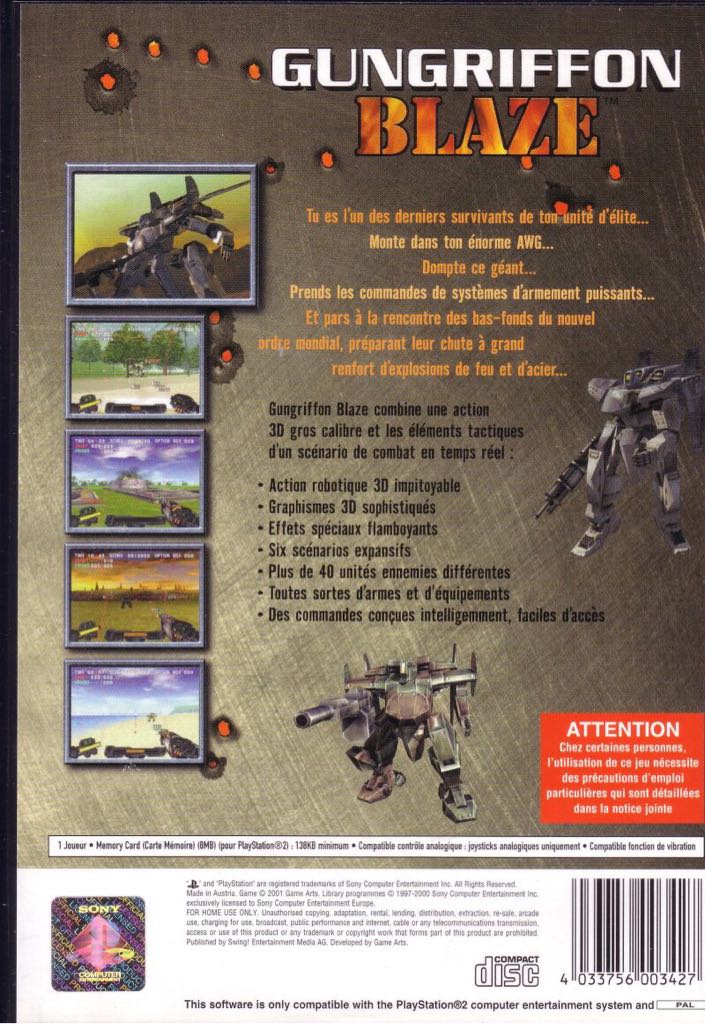 Gungriffon Blaze - Sony PlayStation 2 (PS2) video game collectible [Barcode 4033756005186] - Main Image 2