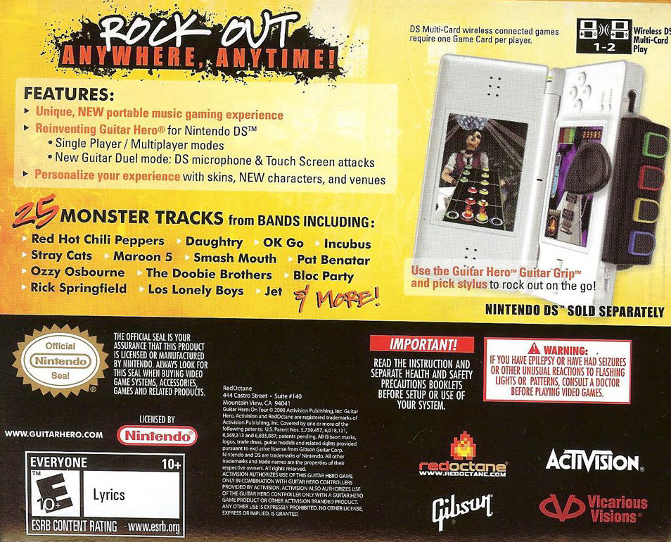 Guitar Hero: On Tour (with Grip) - Nintendo DS (Activision - 1-2) video game collectible [Barcode 5030917054464] - Main Image 2