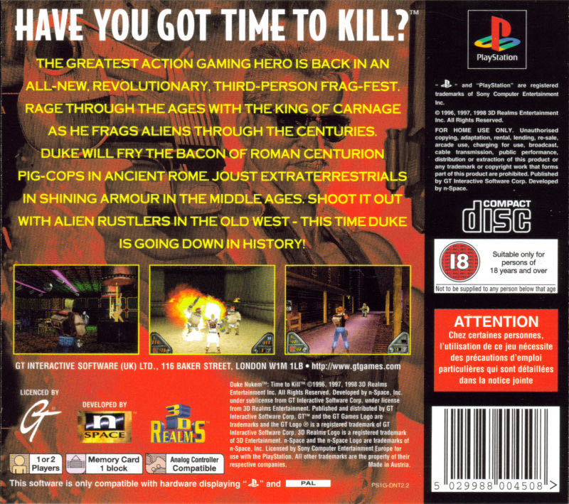 Duke Nukem: Time to Kill - Sony PlayStation (2K Boston/2K - 1) video game collectible [Barcode 5026555190862] - Main Image 2
