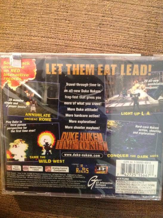 Duke Nukem: Time to Kill - Sony PlayStation (GT Interactive - 2) video game collectible [Barcode 742725156678] - Main Image 2
