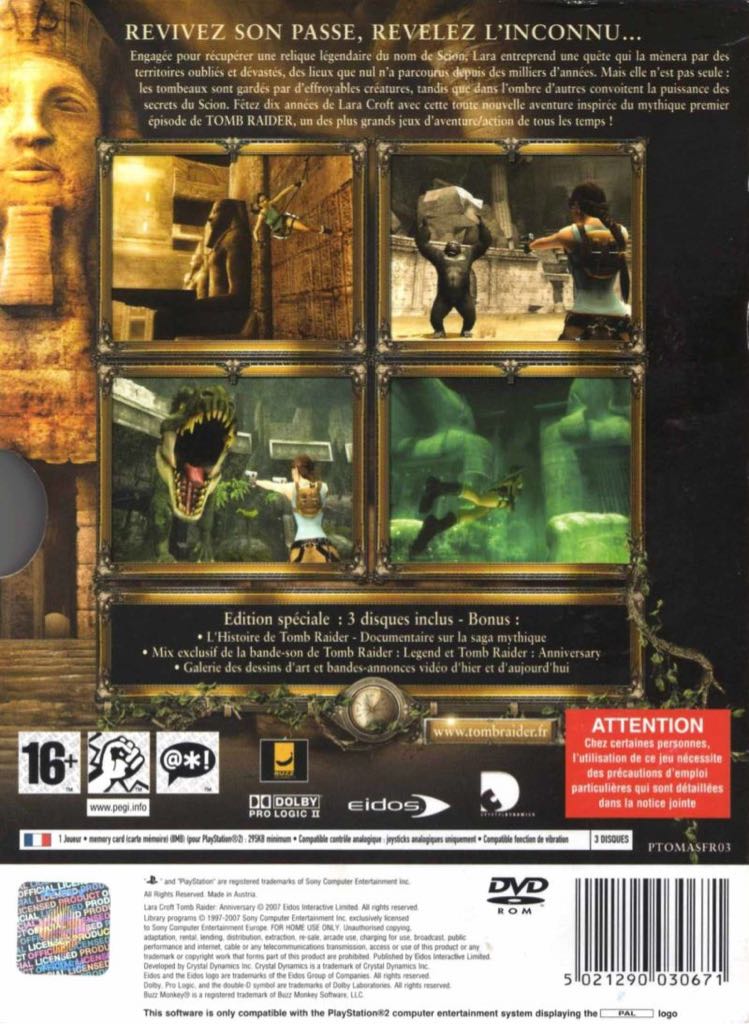 Lara croft Tomb Raider : Anniversary - Sony PlayStation 2 (PS2) (Eidos - 1) video game collectible [Barcode 5021290031845] - Main Image 2