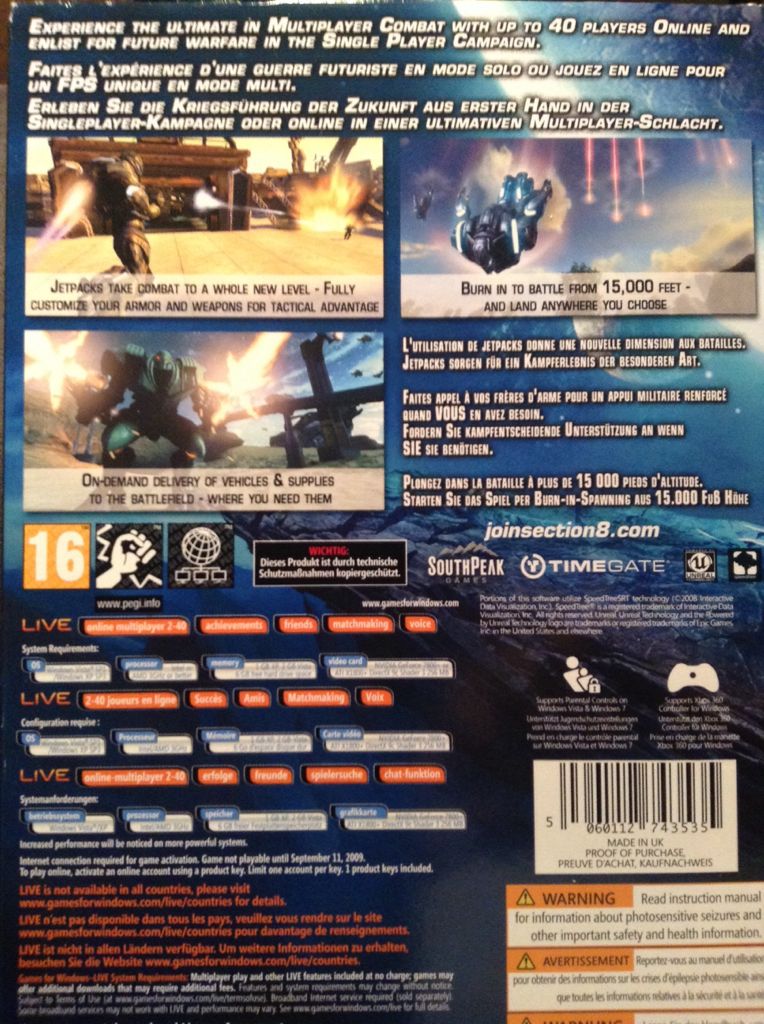 Section 8 - PC (SouthPeak Games) video game collectible [Barcode 5060112743535] - Main Image 2