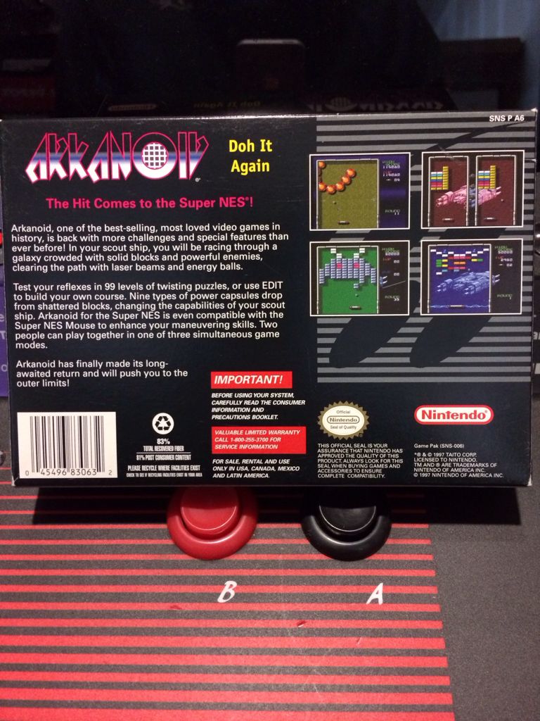 Arkanoid - Nintendo Super Nintendo Entertainment System (SNES) (Nintendo) video game collectible - Main Image 2