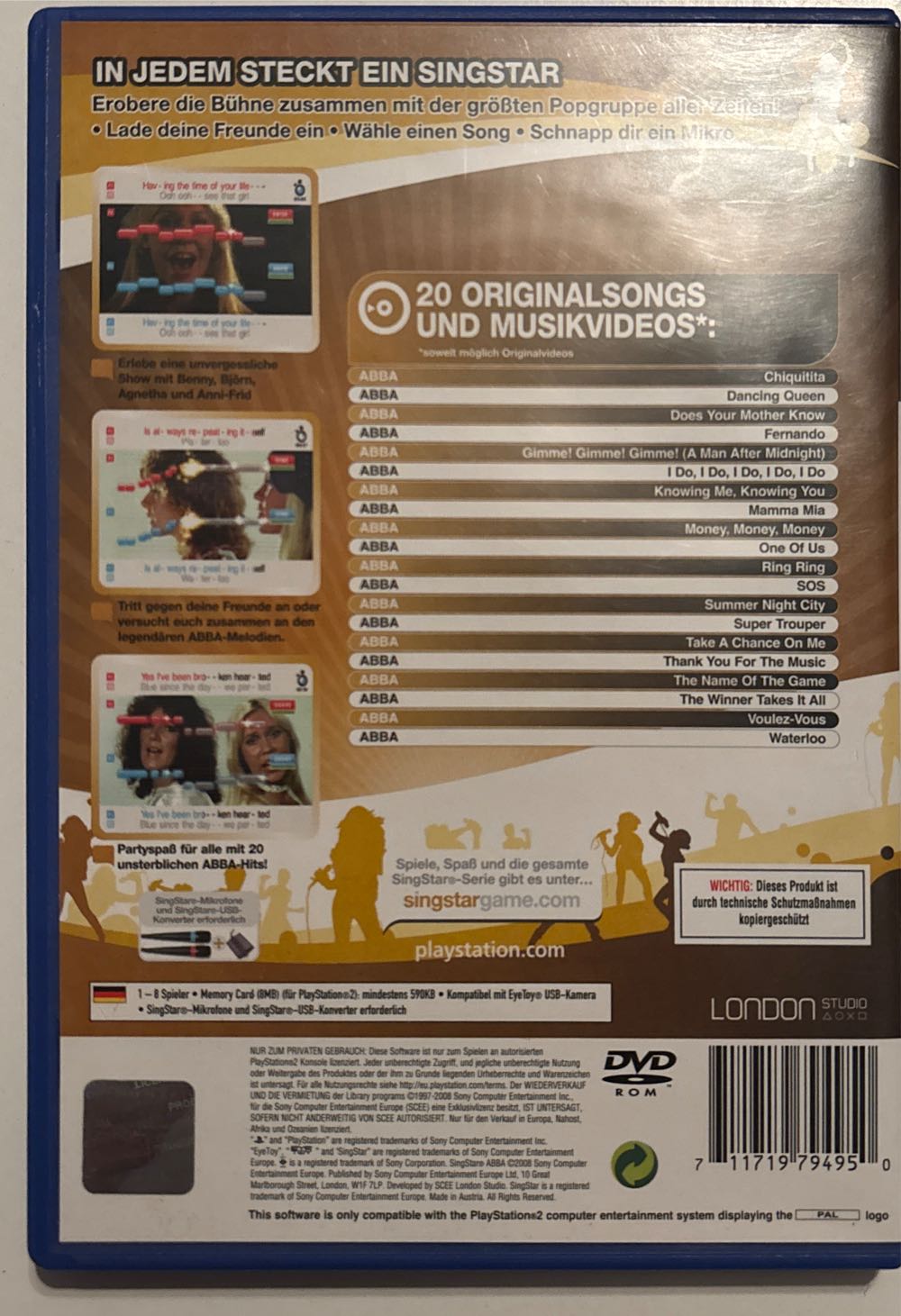 Singstar ABBA - Sony PlayStation 2 (PS2) video game collectible [Barcode 711719794950] - Main Image 2