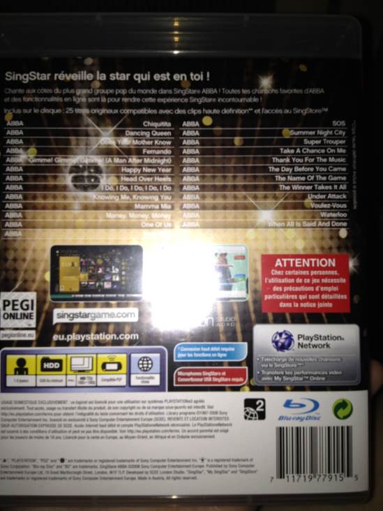Singstar ABBA - Sony PlayStation 3 (PS3) video game collectible - Main Image 2