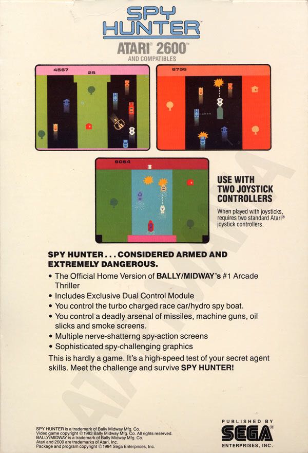 Spy Hunter - Atari 2600 (Sega) video game collectible - Main Image 2
