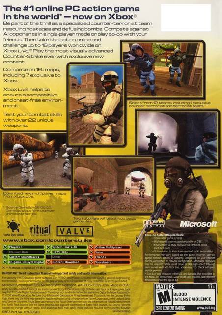 Counter Strike - Microsoft Xbox (Microsoft Game Studios - 1-16) video game collectible [Barcode 805529465091] - Main Image 2