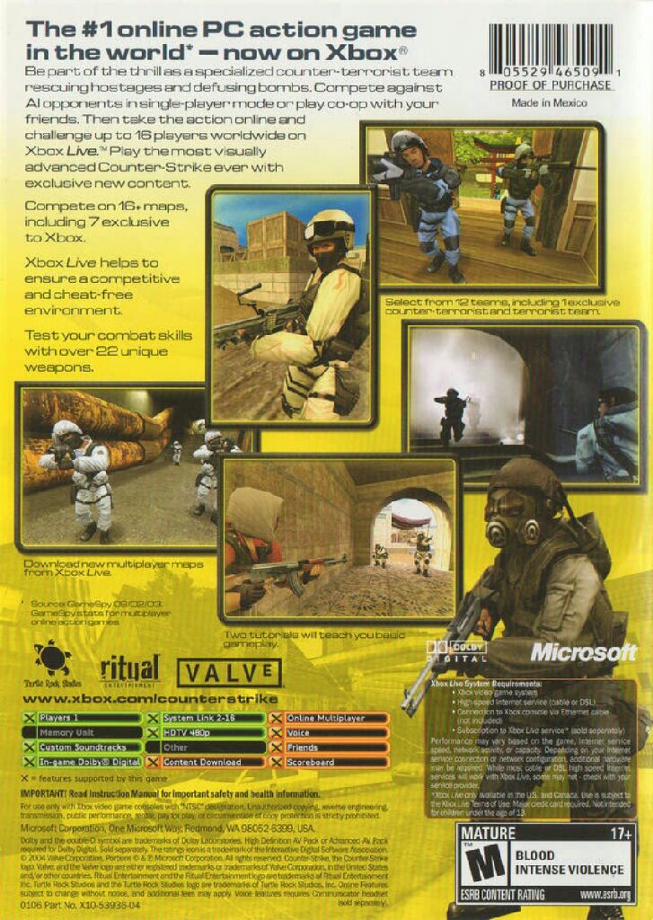 Counter Strike - Microsoft Xbox (Microsoft Game Studios - 1-16) video game collectible [Barcode 805529493810] - Main Image 2