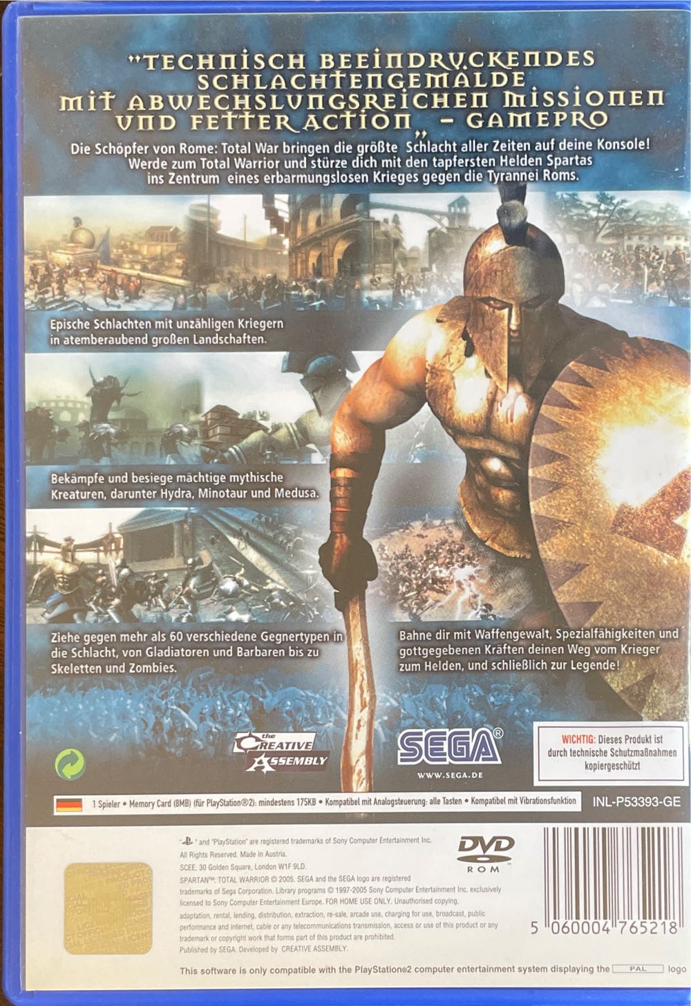 Spartan Total Warrior - Sony PlayStation 2 (PS2) video game collectible [Barcode 5060004765218] - Main Image 2