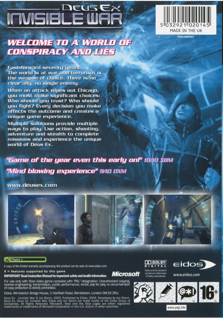 Deus Ex: Invisible War - Microsoft Xbox (Eidos Interactive - 1) video game collectible [Barcode 5032921020145] - Main Image 2
