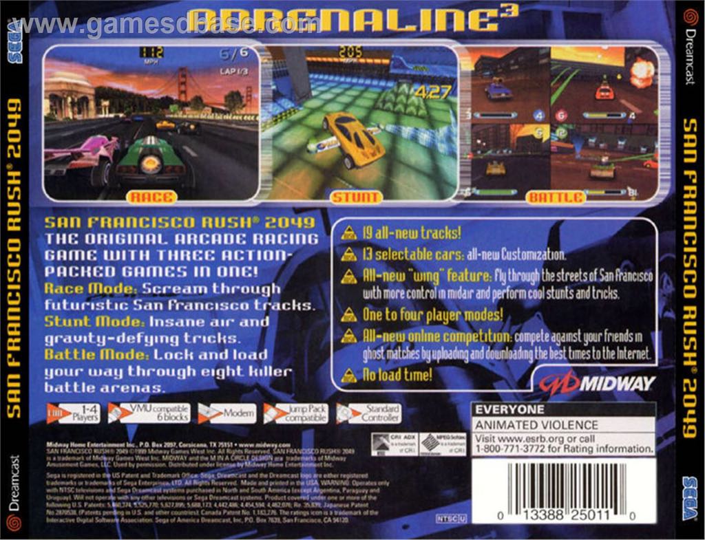 San Francisco Rush 2049 - Sega Dreamcast (Midway - 4) video game collectible [Barcode 5037930050169] - Main Image 2