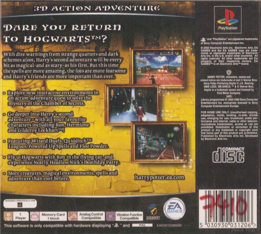 Harry Potter and the Chamber of Secrets - Sony PlayStation (Electronic Arts - 1) video game collectible [Barcode 014633145526] - Main Image 2