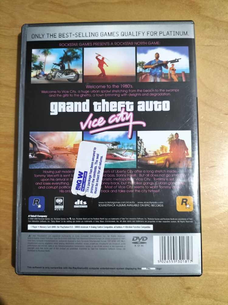 Grand Theft Auto Vice City - Sony PlayStation 2 (PS2) (Rockstar Games - 1) video game collectible [Barcode 5026555301817] - Main Image 2