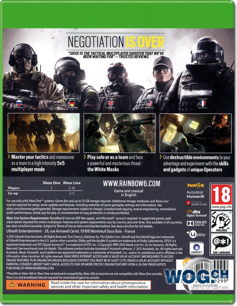 RAINBOW SIX - Microsoft Xbox One video game collectible [Barcode 3307215889329] - Main Image 2