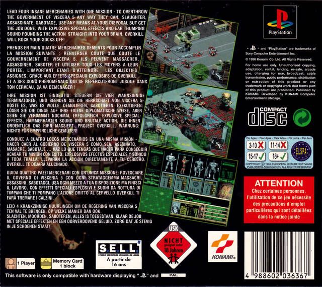 PROJECT OVERKILL - Sony PlayStation (Konami - 1) video game collectible [Barcode 4988602036367] - Main Image 2