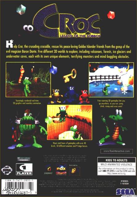 Croc: Legend Of The Gobbos - Sega Saturn (Fox Interactive - 1) video game collectible [Barcode 086162028359] - Main Image 2