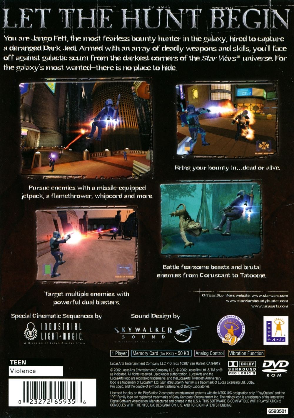 Star Wars: Bounty Hunter - Sony PlayStation 2 (PS2) (Aspyr Media Inc) video game collectible [Barcode 064200001724] - Main Image 2