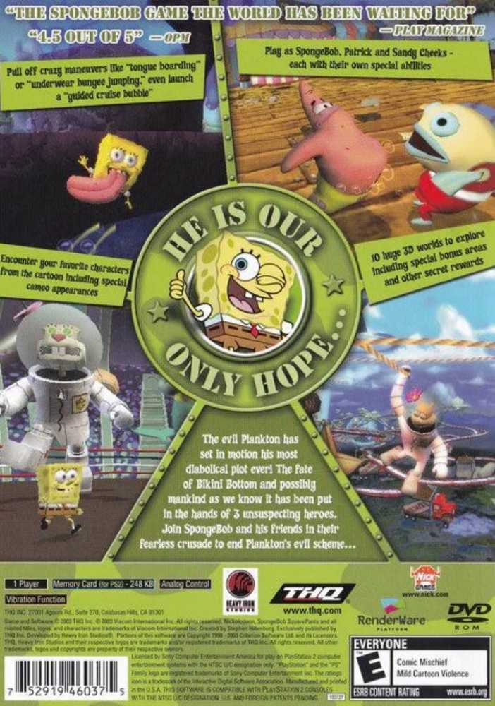 Spongebob Squarepants Battle For Bikini Bottom - Microsoft Xbox (THQ - 1) video game collectible [Barcode 4005209051217] - Main Image 2