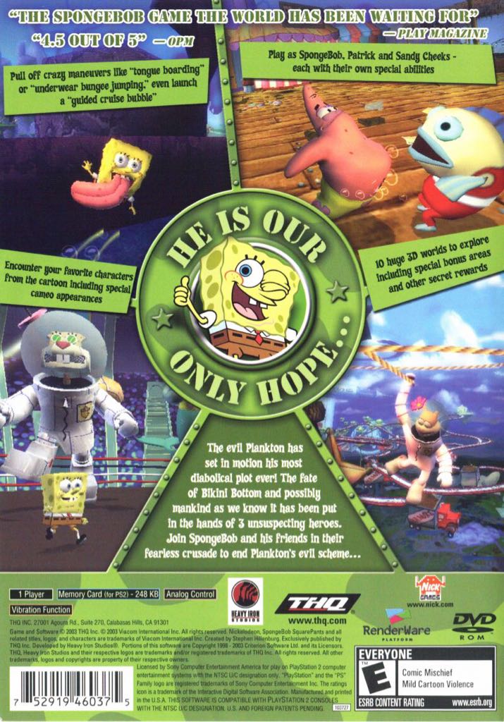 Spongebob Squarepants Battle For Bikini Bottom - Sony PlayStation 2 (PS2) video game collectible [Barcode 4005209054768] - Main Image 2