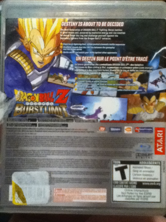 Dragonball Z: Burst Limit - Sony PlayStation 3 (PS3) (Atari - 2) video game collectible [Barcode 742725276543] - Main Image 2