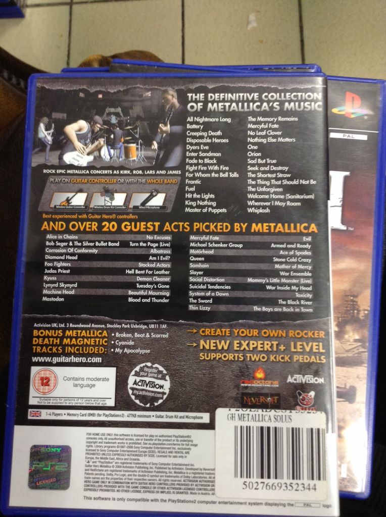 Guitar Hero Metallica - Sony PlayStation 2 (PS2) video game collectible [Barcode 5027669352344] - Main Image 2