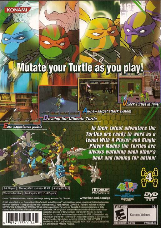 Teenage Mutant Ninja Turtles 3 : Mutant Nightmare - Sony PlayStation 2 (PS2) (Konami - 4) video game collectible [Barcode 083717201342] - Main Image 2