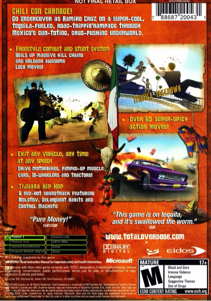 Total Overdose - Microsoft Xbox (Eidos Interactive) video game collectible [Barcode 5021290023925] - Main Image 2