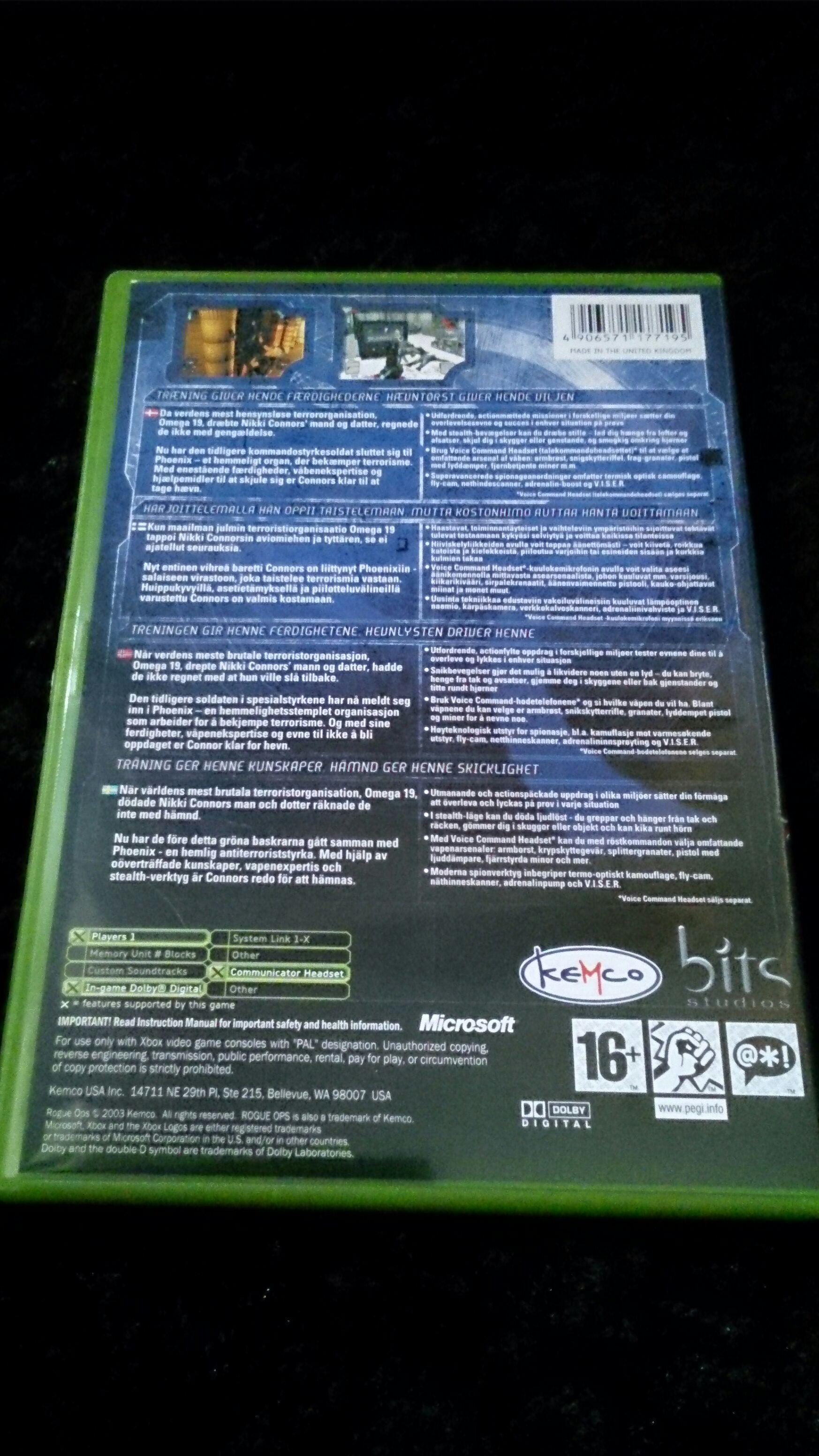 Rogue Ops - Microsoft Xbox video game collectible [Barcode 4906571177195] - Main Image 2