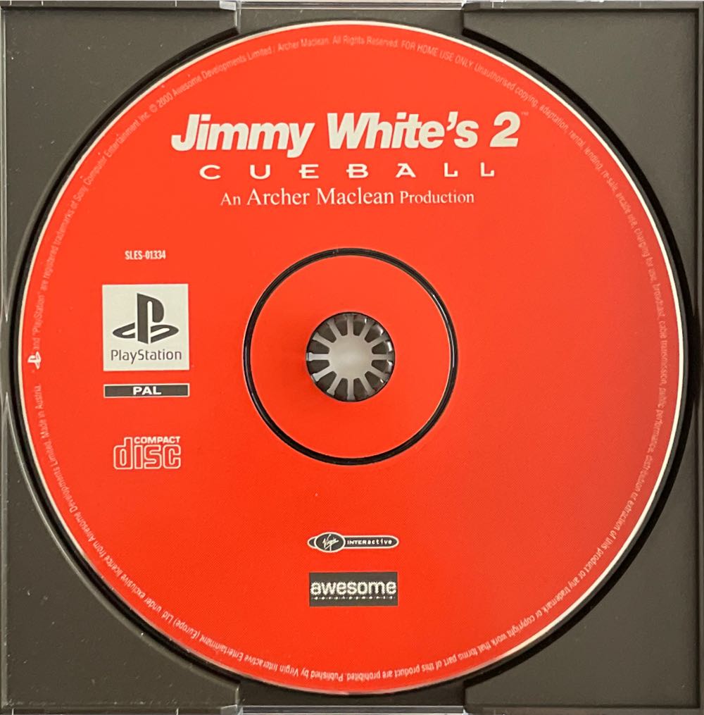 Jimmy White 2 Cueball - Sony PlayStation (Virgin Interactive - 1-2) video game collectible [Barcode 5028587085253] - Main Image 3