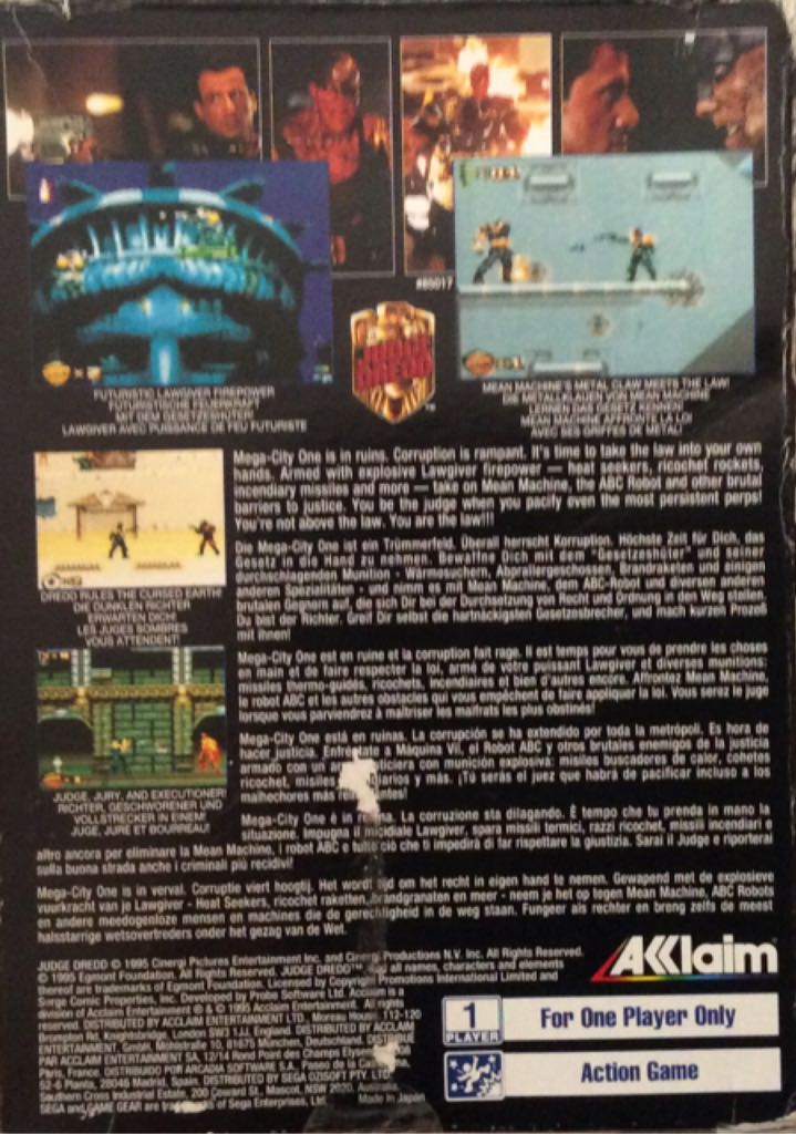 Judge Dredd - Sega Game Gear (Akklaim - 1) video game collectible [Barcode 3455198501711] - Main Image 2